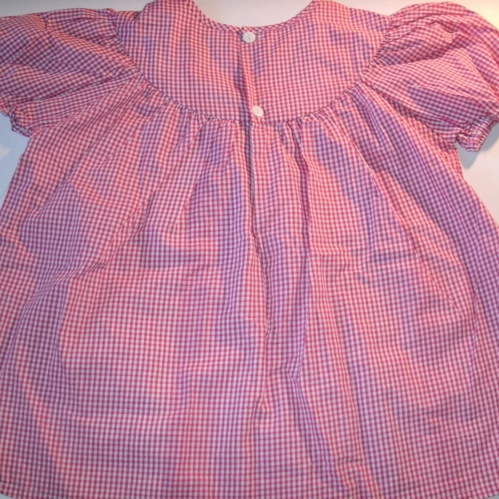 Lolly Wolly Doodle Girls Bishop Top Pink Gingham Short Sleeves Flowy 8 New